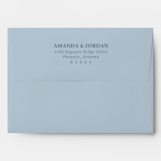 Minimalist Blue Address Card Envelope (Back (Top Flap))