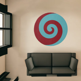 Minimalist Blue And Red Spiral Swirl Rug