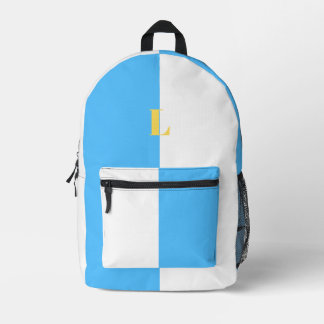 Minimalist Blue and White Custom Name Backpack