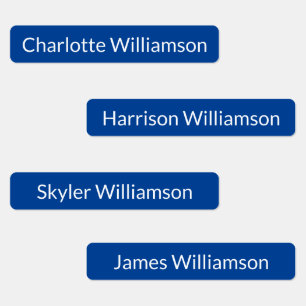 Minimalist blue and white Custom name info Kids' Labels