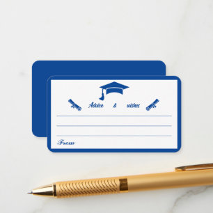 Minimalist Blue And White Graduation Advice Enclosure Card