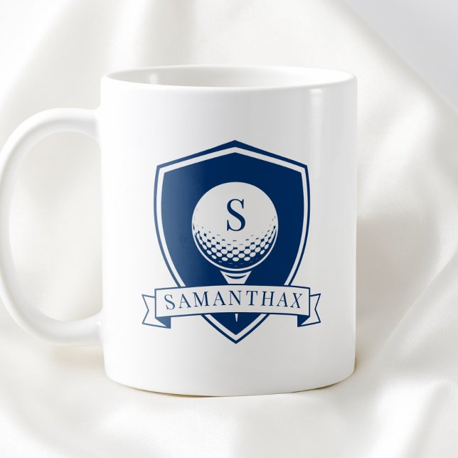 Minimalist Blue and White Modern Initial Monogram Coffee Mug (Minimalist Blue and White Modern Initial Monogram Coffee Mug)