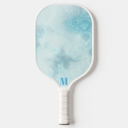 Minimalist Blue and White Modern Monogram  Pickleball Paddle