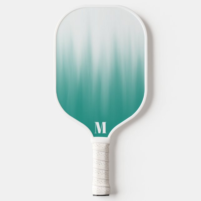 Minimalist Blue and White Ombre Modern Monogram  Pickleball Paddle (Front)