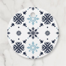 Minimalist Blue and White Snowflake Favor Tag