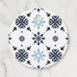 Minimalist Blue and White Snowflake Favor Tag