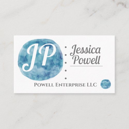 minimalist blue and white watercolor design  business card