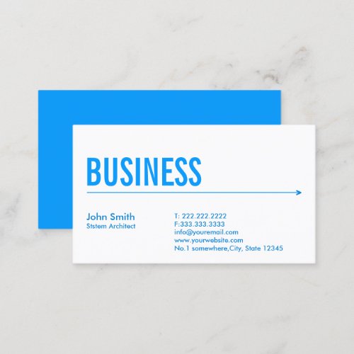 Minimalist Blue Arrow System Architect Business Card