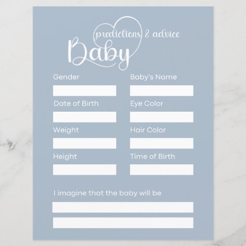 Minimalist  Blue baby Predictions Advice Card