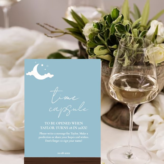 Minimalist blue Baby Shower Time Capsule Sign (Creator Uploaded)