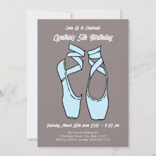 Minimalist Blue Ballet Birthday Party Invitation