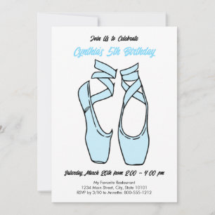 Minimalist Blue Ballet Birthday Party Invitation