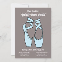 Minimalist Blue Ballet Dance Recital Invitation