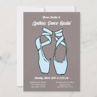 Minimalist Blue Ballet Dance Recital Invitation