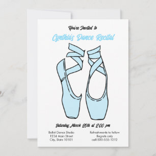 Minimalist Blue Ballet Dance Recital Invitation