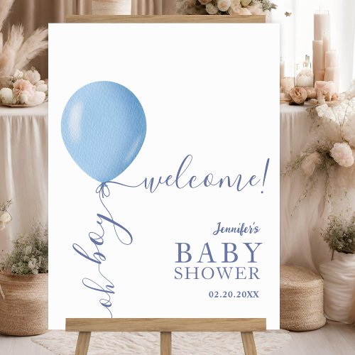 Minimalist Blue Balloon Oh Boy Baby Shower Foam Board