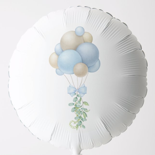 Minimalist Blue Balloons Boy Baby Shower (Front)