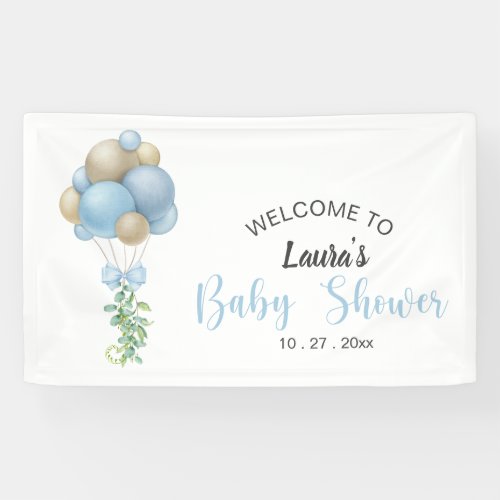 Minimalist Blue Balloons Boy Baby Shower Banner