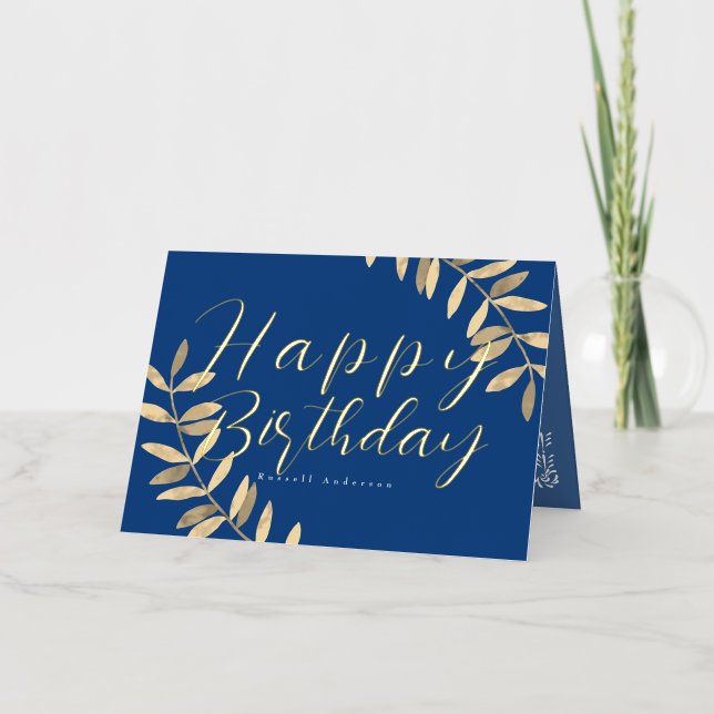 Minimalist Blue Birthday Card (Front)