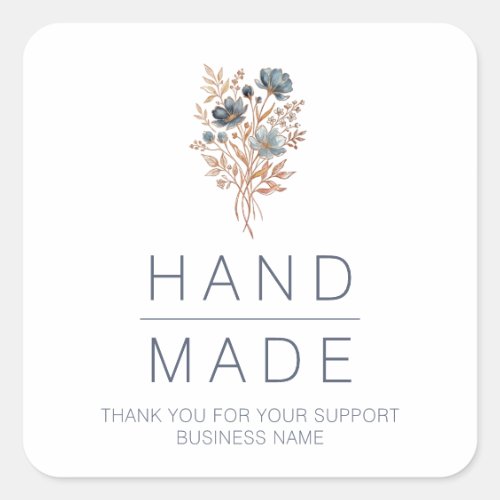 Minimalist Blue Botanical Thank You Support TMF26 Square Sticker