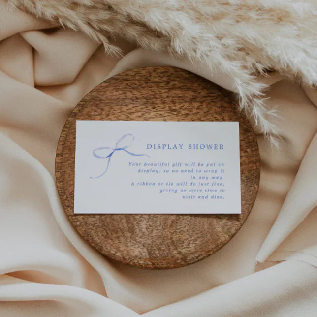 Minimalist Blue Bow Bridal Shower Display Shower Enclosure Card | Zazzle
