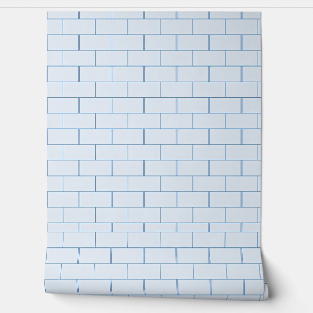 Minimalist Blue Brick Pattern Design Wallpaper (Unrolling)