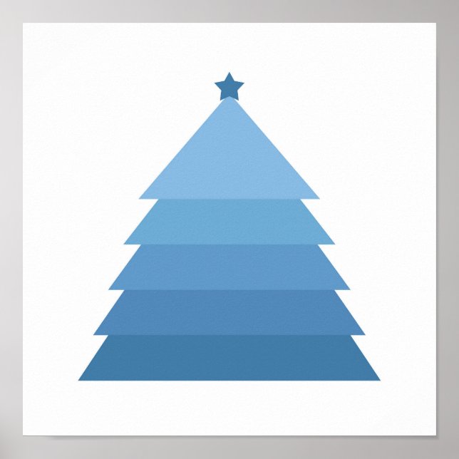 Minimalist Blue Christmas Tree Poster (Front)