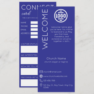 Minimalist Blue Church Connection Card