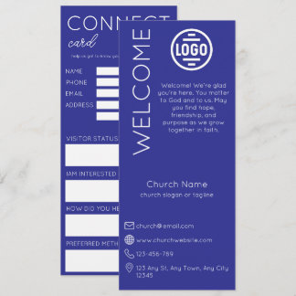 Minimalist Blue Church Connection Card