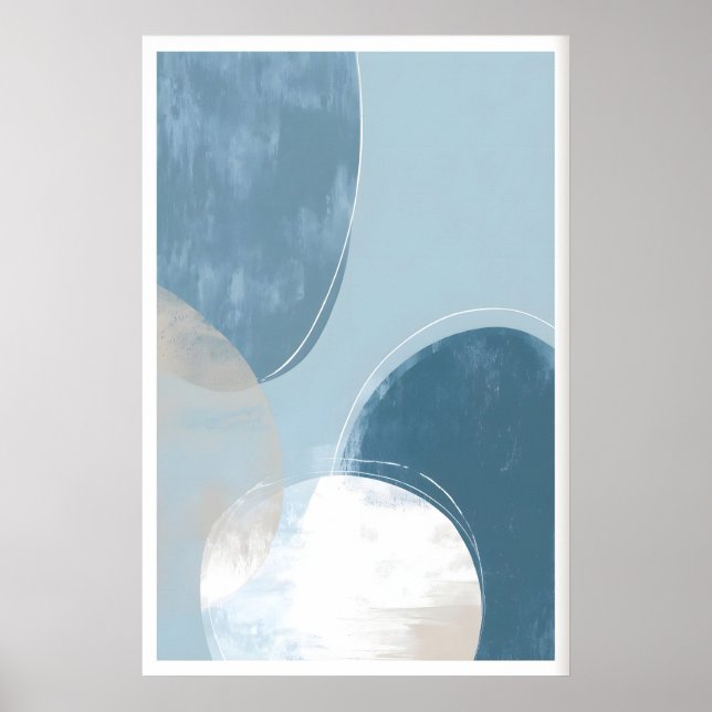 Minimalist Blue Circle Art Print - Soft Brush (Front)