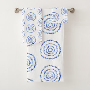 Minimalist Blue Circle Boho Bath Towel Set