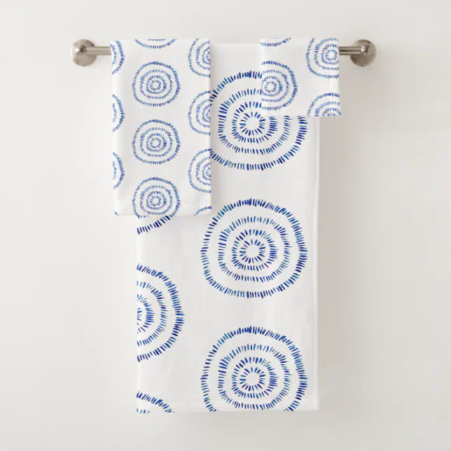Minimalist Blue Circle Boho Bath Towel Set | Zazzle