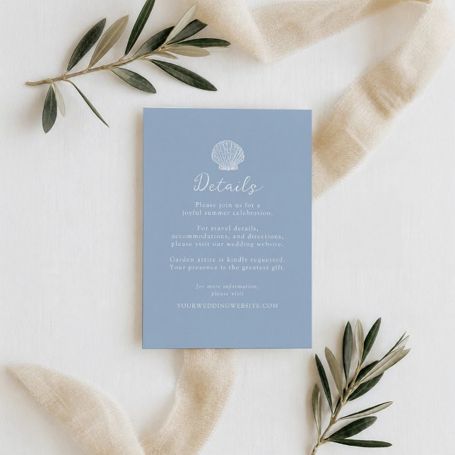 Minimalist Blue Coastal Wedding Details Enclosure Card (Creator Uploaded)