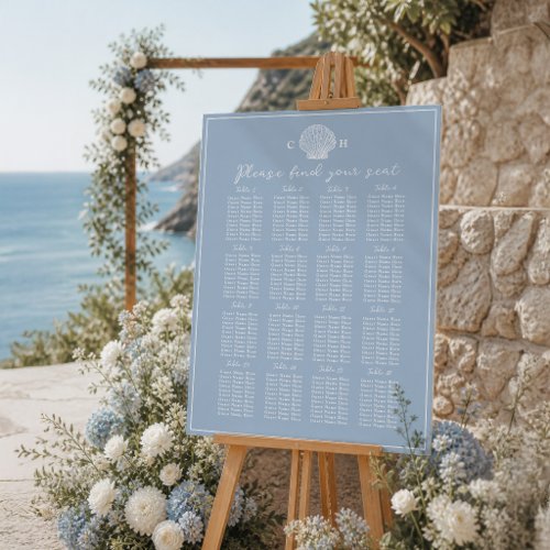 Minimalist Blue Coastal Wedding Seating Chart Foam Board