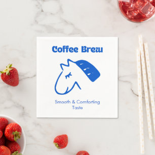 Minimalist Blue Coffee Logo Napkins