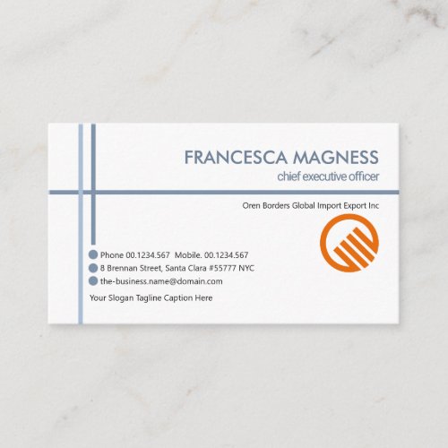 Minimalist Blue Crisscross Lines Import Export Business Card