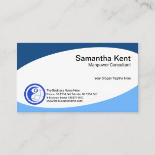 Minimalist Blue Curvatures Management Consultant Business Card