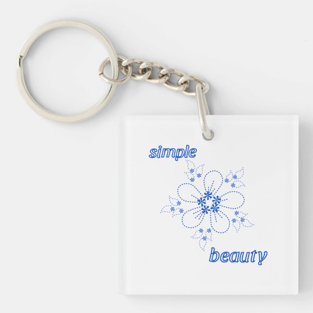 Minimalist Blue Dashed Line Art Acrylic Keychain – (Front)