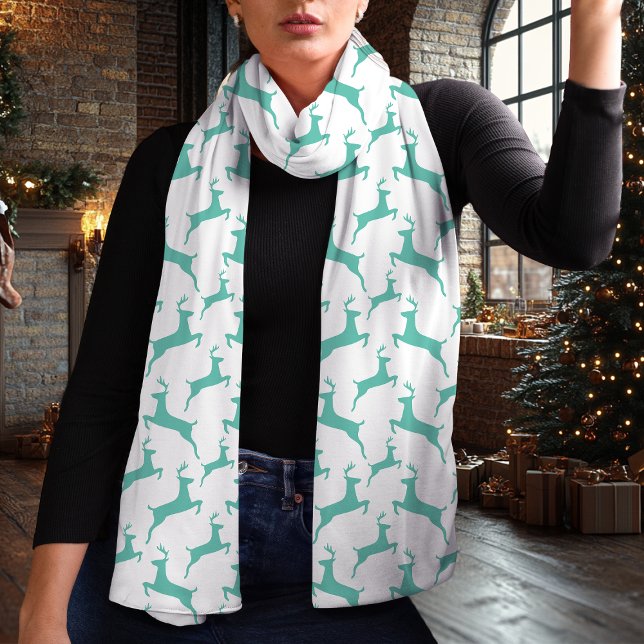 Minimalist Blue Deer Pattern Christmas Scarf (Creator Uploaded)