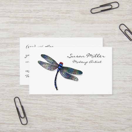 Minimalist Blue Dragonfly Business Card