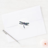Minimalist Blue Dragonfly Classic Round Sticker (Envelope)