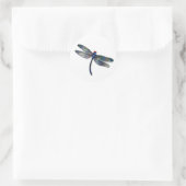 Minimalist Blue Dragonfly Classic Round Sticker (Bag)