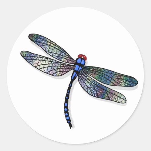 Minimalist Blue Dragonfly Classic Round Sticker