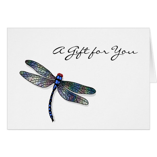 Minimalist Blue Dragonfly Gift Certificate Cards (Front Horizontal)