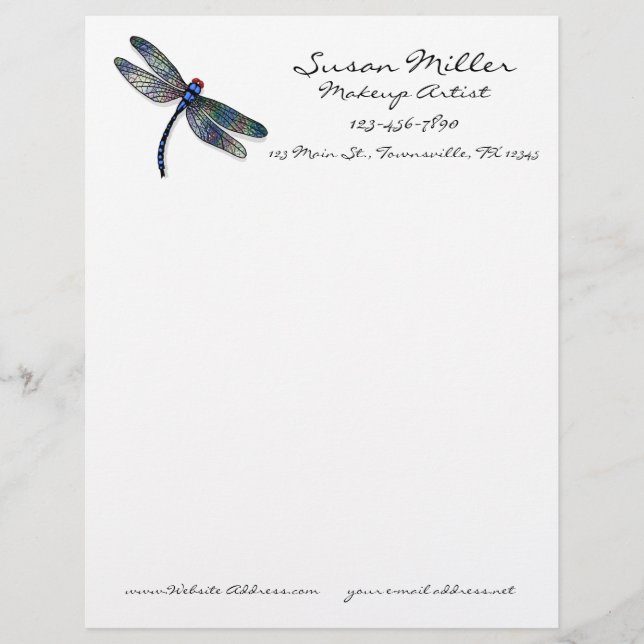 Minimalist Blue Dragonfly Letterhead (Front)