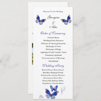 Minimalist Blue Editable Photo Wedding Program