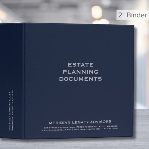 Minimalist Blue Estate Planning Binder 2 inch