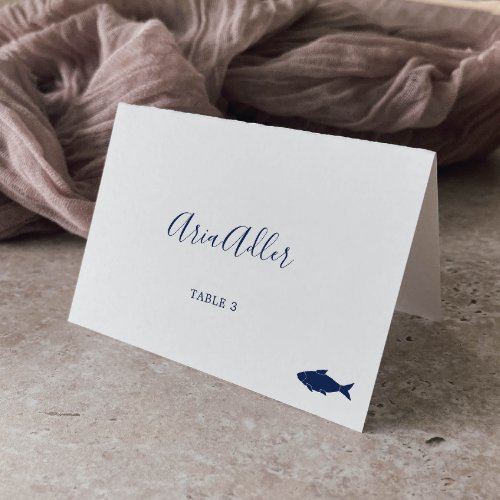 Minimalist  Blue Fish Meal Option Place Cards