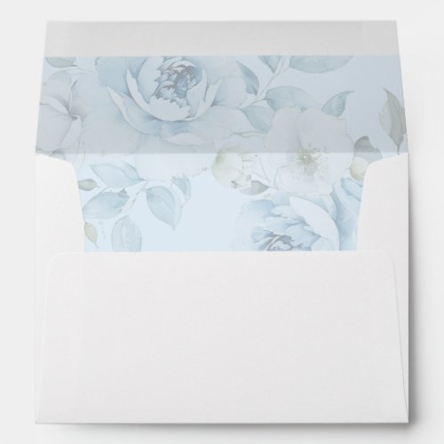 Minimalist blue floral watercolor elegant wedding envelope