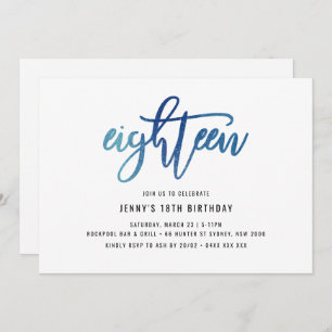 Minimalist Blue Foil 18th Birthday Invitation